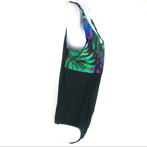 Bleu ice leaves design 1 piece swimsuit size 24 - Picture 4 of 8